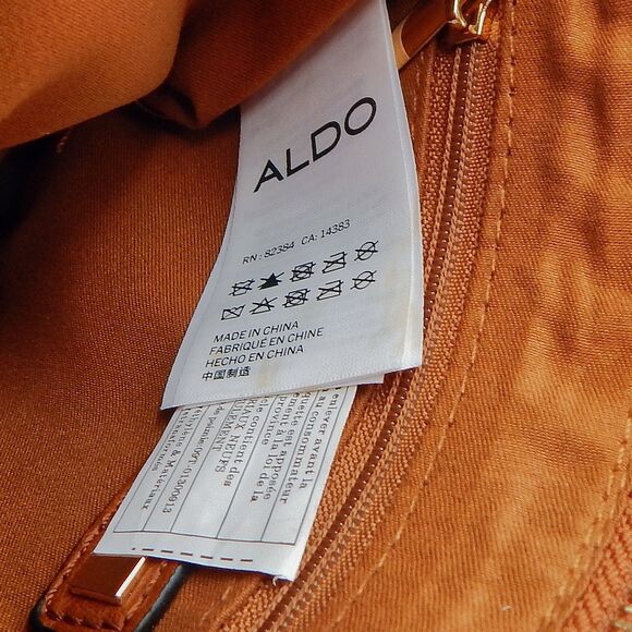 Aldo Brown Fringed Crossbody Bag Zippered Chain Faux Leather 8 Inch Boho - Picture 10 of 14